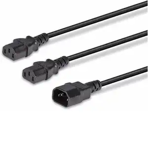 LINDY 2m IEC C14 to 2 x IEC C13 "Y" IEC Splitter Extension Lead Cable - Black