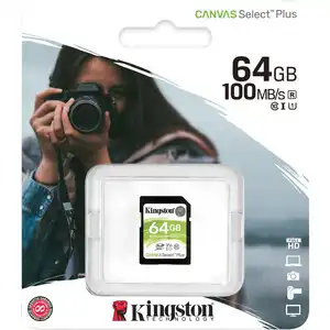 Kingston Canvas Select Plus 64GB SDXC – 100MB/s, Class 10 UHS-I (U1), Full HD & 4K Video Storage