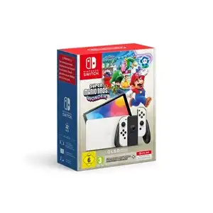 Nintendo Switch OLED (White) Bundle with Mario Wonder & 12-Month Online Plan