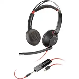 Poly Blackwire 5220 USB-C Headset with 3.5mm Jack + USB-C to USB-A Adapter