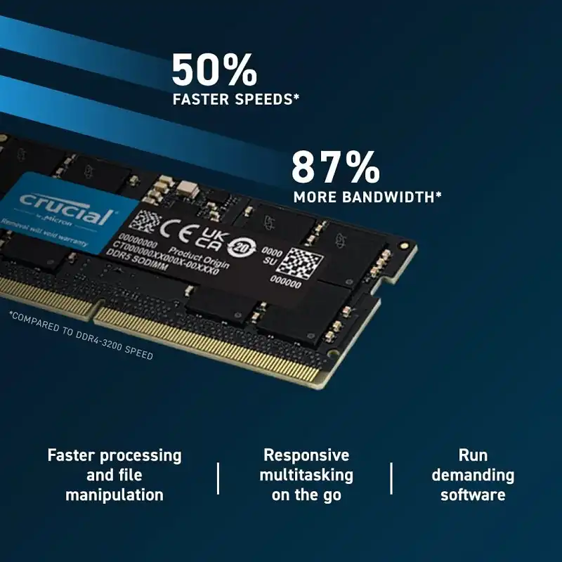 Crucial DDR5 kit 64GB 2 x 32GB SO-DIMM 262-pin 4800MHz / PC5-38400