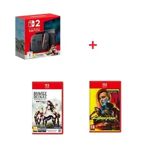 Nintendo Switch 2 Triple Game Power Pack: Mario Kart + Cyberpunk 2077 + Bravely Default