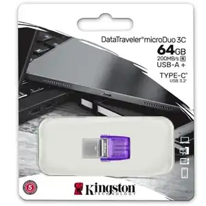 Kingston DataTraveler microDuo 3C USB Flash Drive - 64GB USB 3.2 Gen 1 Type-C and Type-A
