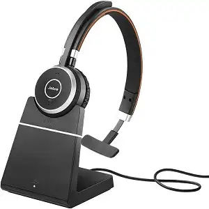Jabra Evolve 65 Wireless Mono On-Ear Headset with Charging Stand & USB Adapter